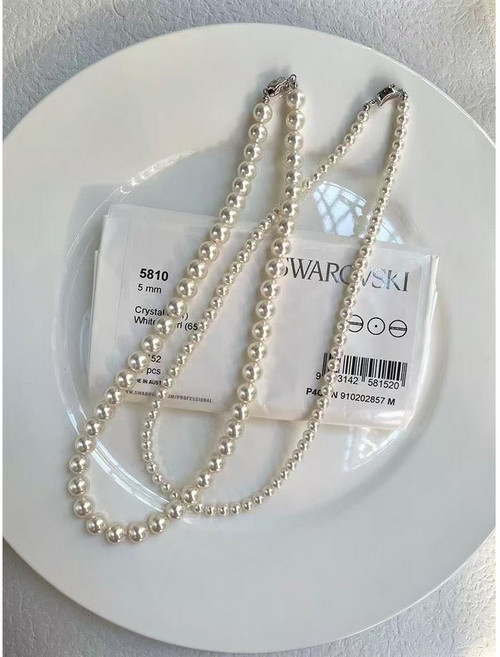 [더소은] 실버925 오스트리아산 스와로브스키 화이트 진주 목걸이 3mm 4mm 5mm 6mm 8mm
