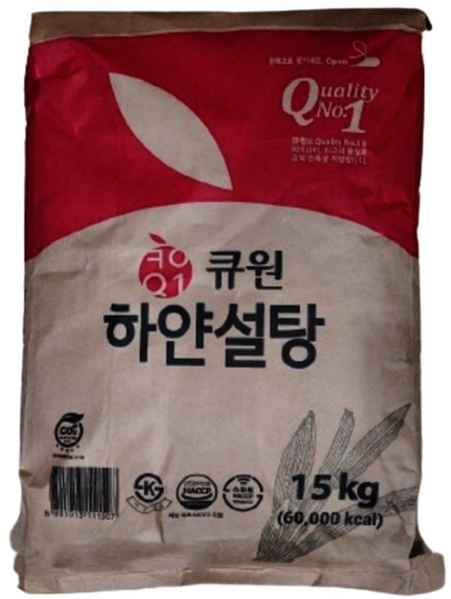 삼양사 큐원 하얀설탕 15kg 포대 흰 백설탕 삼양 정백당, 1개