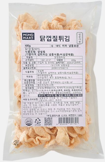 닭껍질튀김 400g 모노마트 가라아게 후라이드 치킨 감자튀김 스몰비어 양념치킨 맥주 안주, 1