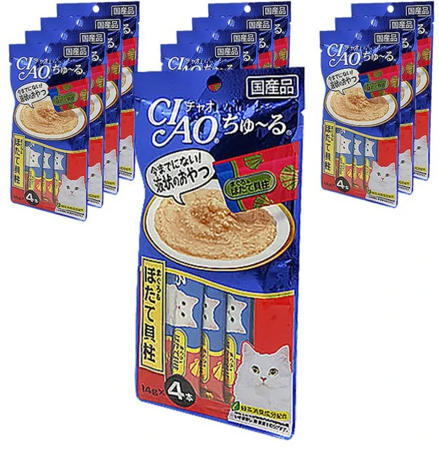 챠오츄르 고양이 짜먹는 간식, 혼합맛(참치/조갯살), 14g, 48개 - 쿠팡