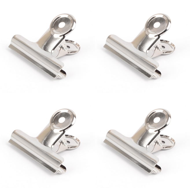 이음모음 철 불독클립 문구집게, 1세트, 4개입, 대