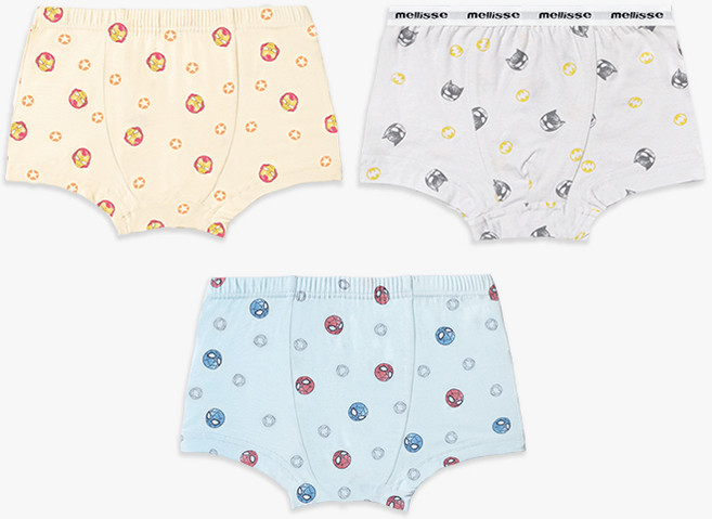멜리스 CM히어로 남아용 사각팬티3종세트 코트모달스판 유아동 주니어 속옷