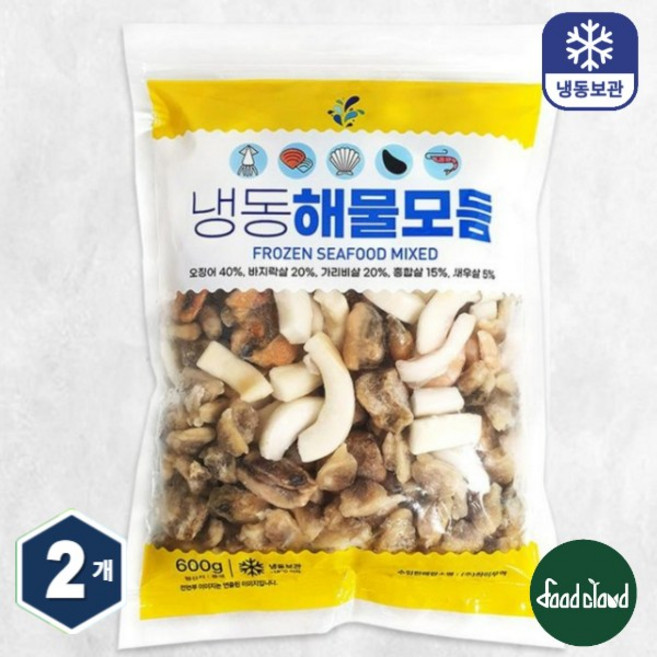 깔끔손질 해물 모듬 지퍼백 포장, 2개, 600g