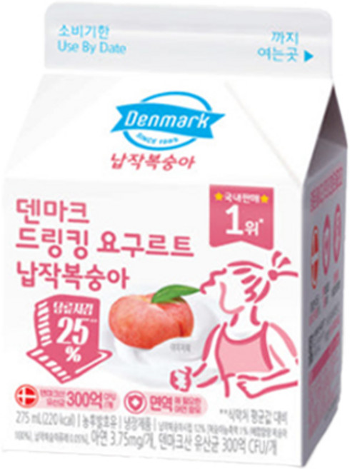 덴마크 드링킹요구르트 납작복숭아 275mLx10팩/냉장무배, 275ml