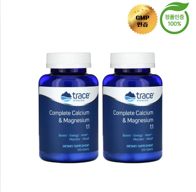 1+1 트레이스 컴플리트 칼슘 마그네슘 1:1 비율 120정, 2개, 120회분 - 쿠팡