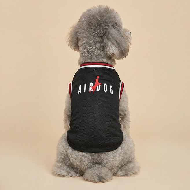 오늘의 댕선수 반려견 에어도그 메쉬 져지 강아지 농구 유니폼, 블랙