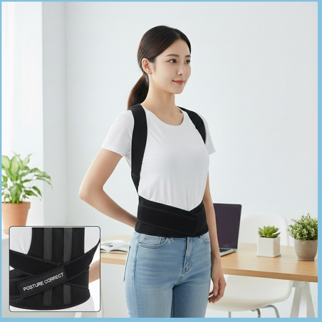 지크호 똑바른 자세 교정 밴드 굽은등 어깨 목디스크, 1개