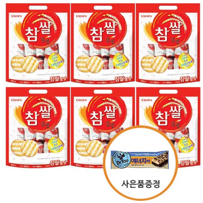 크라운 참쌀설병 쌀스낵 사은품증정, 270g, 6개