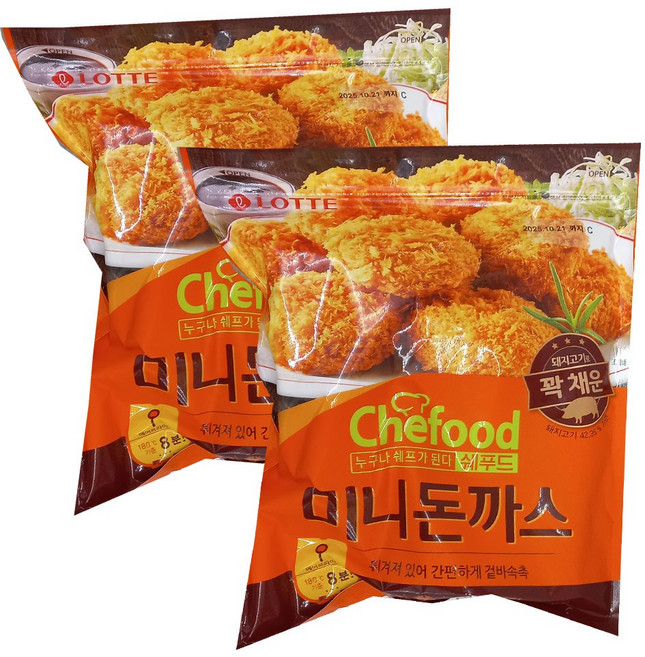 롯데푸드 쉐푸드 미니돈까스870g 아이스포장무료, 2개, 870g
