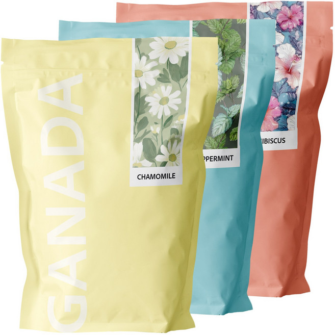 가나다 티백 허브차 3종 (총 75티백), 히비스커스+캐모마일+페퍼민트, 1세트