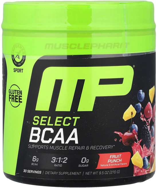 MusclePharm 머슬팜 셀렉트 BCAA 프룻 펀치 95 oz 270g 파우더 영양제, 269 g, 1, 270 - 쿠팡