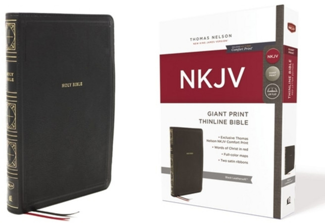 Nkjv Thinline Bible Giant Print Leathersoft Black Red Letter Edition Comfort Print: Holy Bible... Imitation Leather, Thomas Nelson