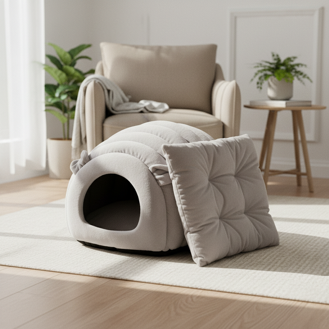 애벌레형 반려동물 숨숨집 사계절 포근한 고양이 쿠션 방석 42x38x33cm, 단품, 상세페이지 참조, 1개