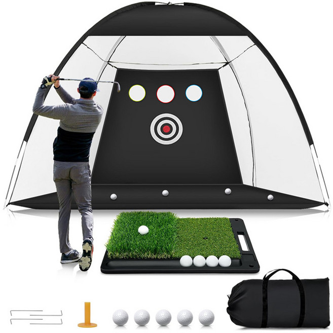 골프 실내외 연습 그물망 세트 골프 타격 훈련 네트 골프망, 1개, 블랙