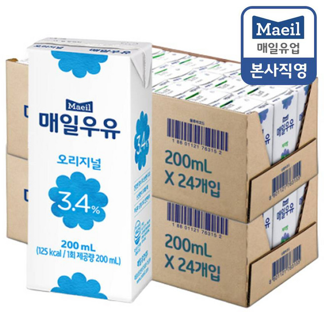 매일우유 오리지널, 200ml, 48개