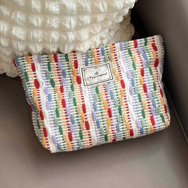 블루시즌 니트 사각 화장품 파우치 백 메이크업 여행용 파우치 이너백 이너파우치