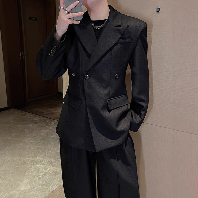 【立體收腰】男士西裝外套 休閒西服 墊肩西裝 黑色西裝 韓版西服 秋季外套 法式廓形設計 商務休閒兩穿 通勤約會必備