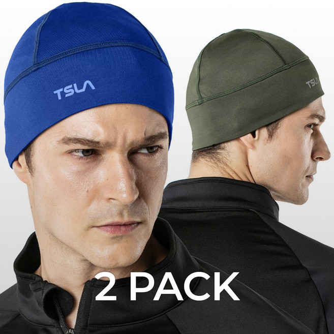 테슬라 스컬캡 방한모자 자전거모자 2팩 TM-YZC11, 그린 블루_GBU