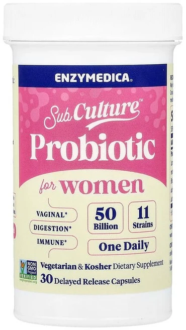 Enzymedica 여성용 SubCulature™ 프로바이오틱 500억 지연 방출 캡슐 30정 ENZ-10151, 1개 - 쿠팡