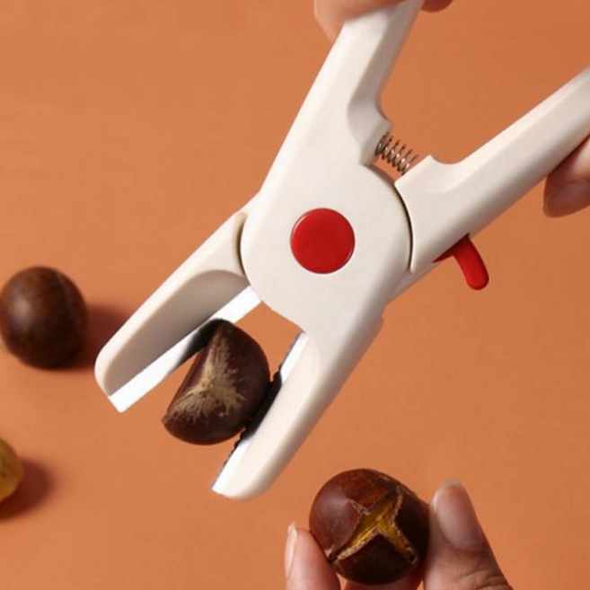 밤 까는 가위 가정용 주방용 손쉬운 밤 까기 도구 밤 껍질 제거 스테인레스 스프링형 두꺼운 잠금 칼날, 1개, 상세페이지 참조