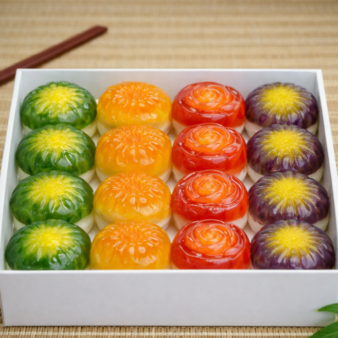 (떡DC몰) 꽃모찌2호 찹쌀떡 선물용 답례떡 빙수토핑 (35g+48알 1.68kg) 자연해동떡 굳지않는떡 아이들 간식행사떡, 1박스, 1.68kg