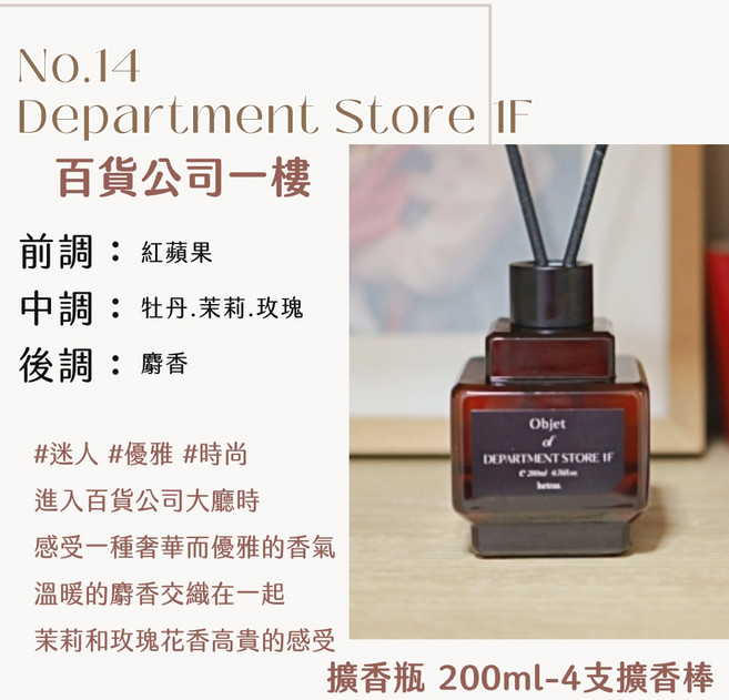 庶務客 hetras 香氛擴香 居家香氛 持久散香, 1個, 擴香200ml-百貨公司一樓 一罐, 200ml