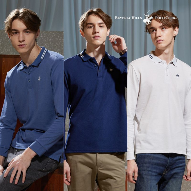 비버리힐스폴로클럽 남성 PK 폴로 카라 긴팔티셔츠 3종택1 TS504