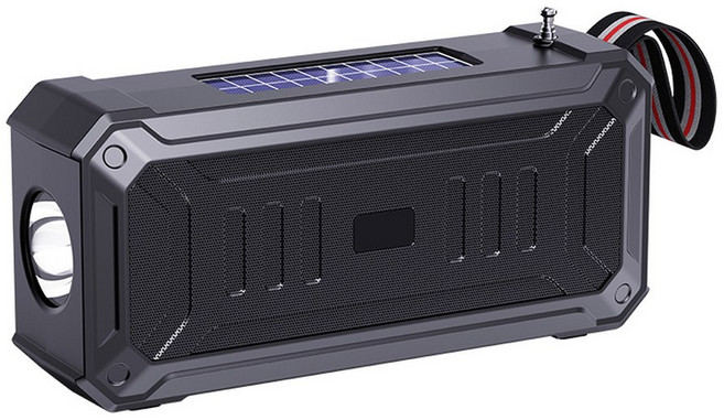 태양열 비상라디오 캠핑용 4IN1랜턴 태양광 무선 블루투스 스피커 듀얼 충전식 손전등 TF USB MP3 음악 플레이어 오디오 시스템 FM 라디오 탑재, 2) Black, 1)Black