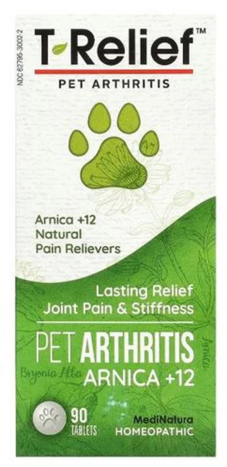 MediNatura T Relief 반려동물 관절염 통증 완화 아르니카 외 12가지 성분 함유 90정, 1개 - 쿠팡