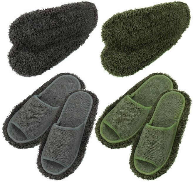 초극세사 청소슬리퍼 본품2P + 리필2P 세트 층간소음방지 보송 거실화 발걸레, 챠콜남, 1세트