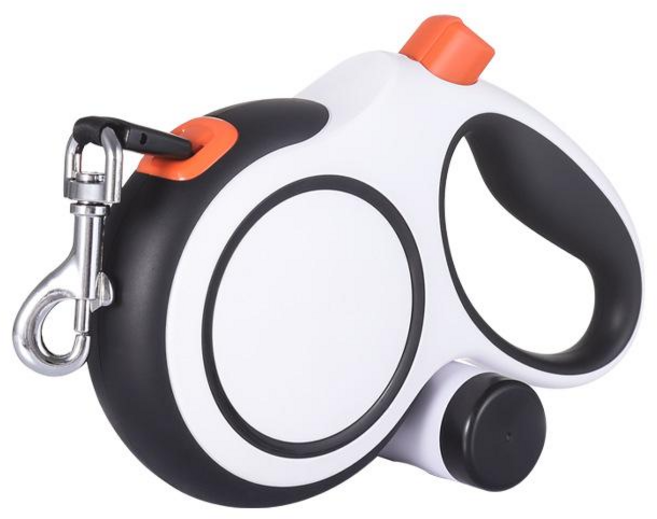 아미토 고급형 자동 리드 꼬임방지 강아지 리드줄 5M 배변봉투수납, 1개, 화이트