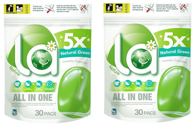 엘에이 올인원 캡슐세탁세제 내추럴그린 30개입, 2세트