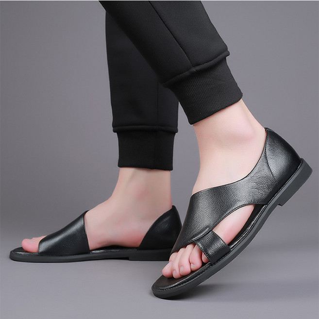 꽃소담 남성용 빅사이즈 여름 샌들 사무실 샌들 블랙 여름구두240-290 HZHF833