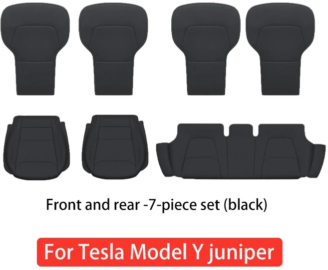 Tesla Model Y Juniper 2025 Nappa 가죽 시트 커버 펀칭 통기성 쿠션 자동차 인테리어 액세서리, 02 M-Y juniper-black
