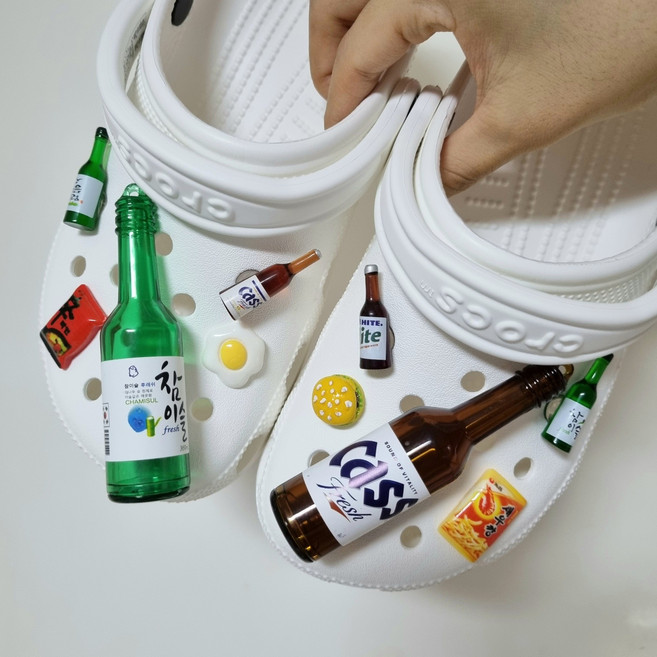 [윈썸] 쏘맥 소주 맥주 대형 야식 신발 슬리퍼 꾸미기 장식 파츠 새우깡 신라면 신발꾸미기 신꾸 (10P)
