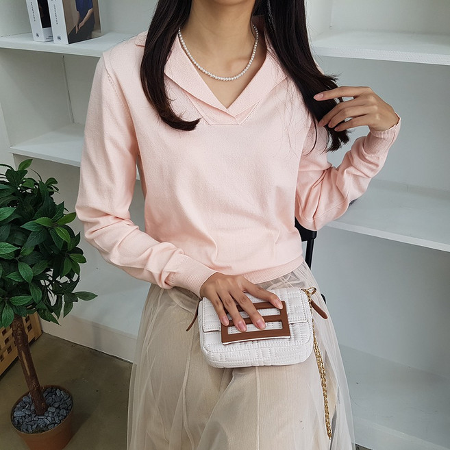 상상그이상 여성용 부드러운 캐시미어 긴팔 오픈카라 니트 간절기 코트 속에 입을 레이온 무지니트 5컬러 보들감촉 니트탑