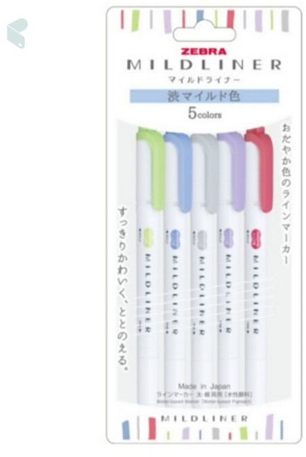 제브라 마일드라이너 형광펜 5색 WKT7 모나미 형광펜 학생용 필기구 1개입