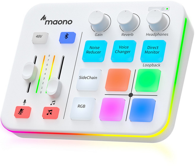 마오노 RGB 블루투스 오디오 게이밍 방송용 스트리밍용 인터페이스, 화이트, G1 NEO