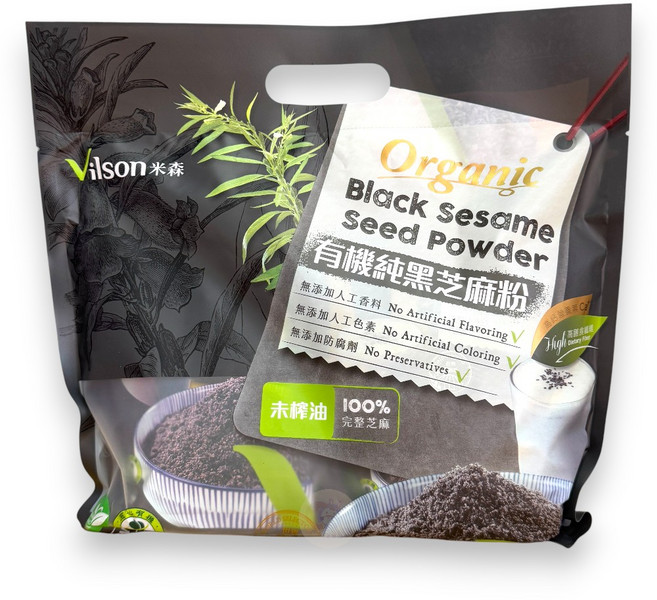 米森 有機純黑芝麻粉 500公克X2包, 1kg, 1套