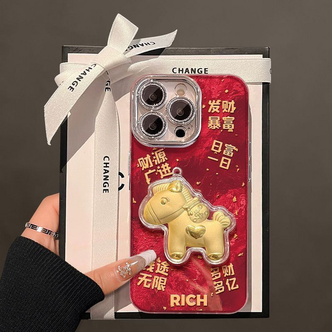 馬年支架 新年紅色 防摔手機殼