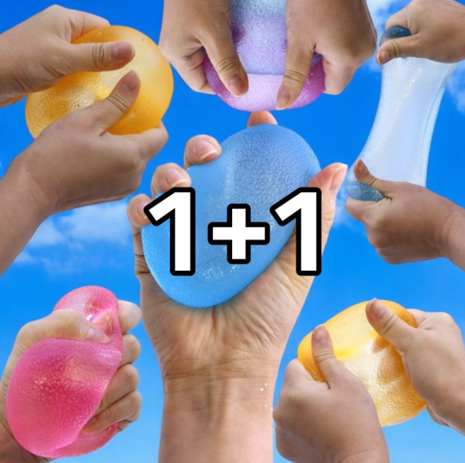 1+1 로제스트레스볼1 대 주물럭토이 말랑볼 손장난감 안티스트레스볼 슈가볼 촉감놀이 존득볼 피큐어, 2개, 2.5g, 블루+핫핑크