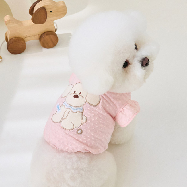 베니즈 엔젤릭 벌룬 티셔츠 강아지 옷 강아지 티, 1개, 핑크