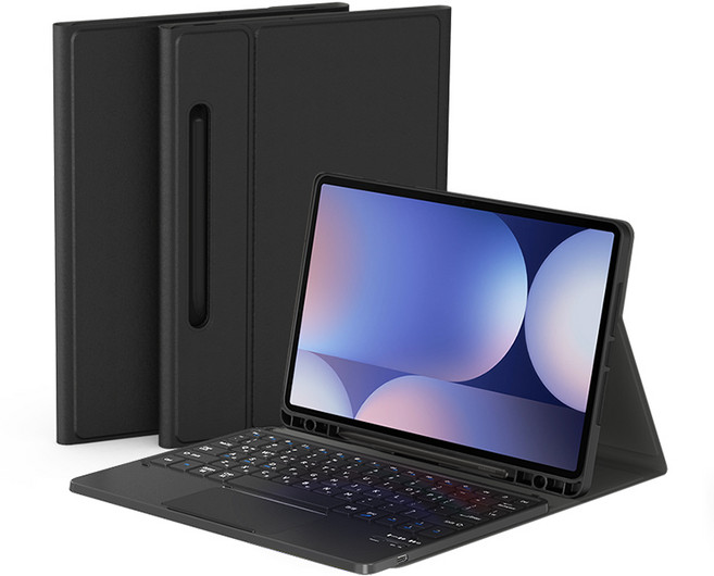 데이웍스 갤럭시탭 S10+ 플러스 블루투스 터치패드 키보드 북커버 케이스 S펜 수납, 터치패드 키보드 케이스_블랙