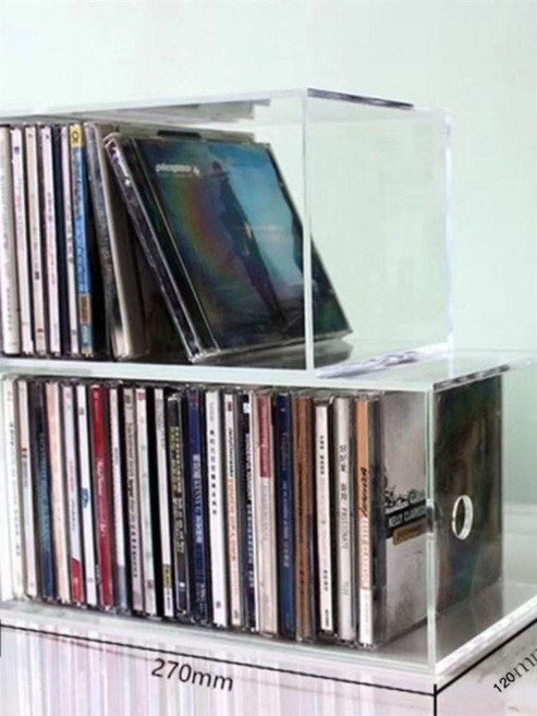 CD 정리함 투명 수납 아크릴 앨범 보관함 진열대 꽂이 팩 거치대 케이스 홀더, 02. 투명 아크릴 중형(구멍 없음)