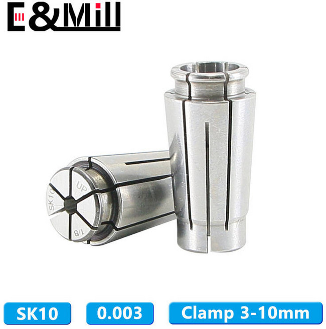 드릴 고정밀 0.003 콜릿 SK 척 CNC 선반 밀링 커터 척 콜릿 도구 홀더 1 ~ 10mm 1/8 홀, SK10-3mm (0.003), 1개