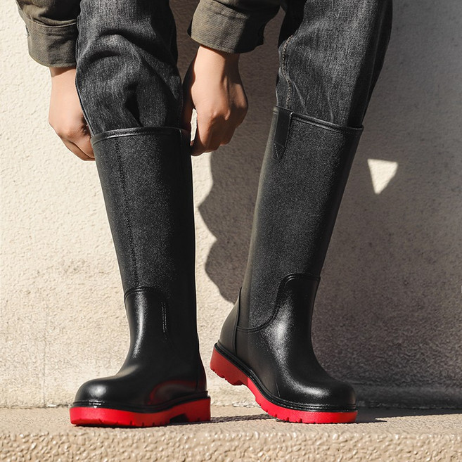 YANGTA 영국풍 스타일리시 남성용 레인부츠 장목 레인부츠 미끄럼 방지 워터슈즈 중목 고무장화 주방 세차 낚시 작업화