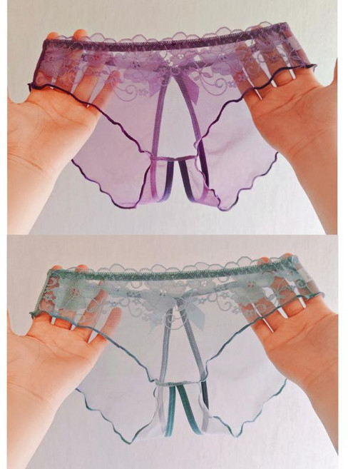 빅사이즈 여성 레이스 투명 삼각팬티 2종세트 섹시 노라인 팬티