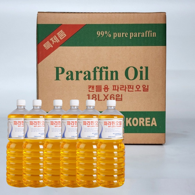 하나씨앤지 파라핀오일 캔들 액체파라핀 오일램프 대용량, 6개, 1.8L, 노랑