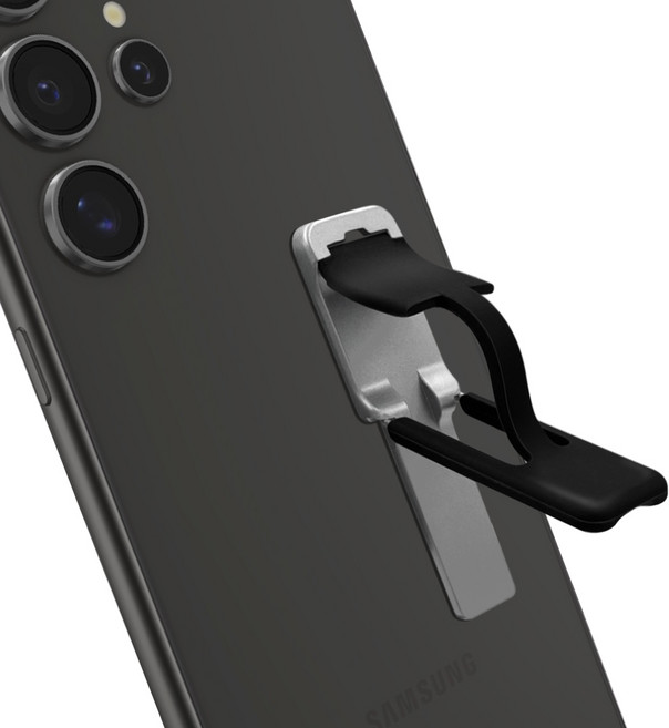 스마트폰 미니 버클 부착식 핑거 홀더 스탠드 거치대, 1개, 블랙