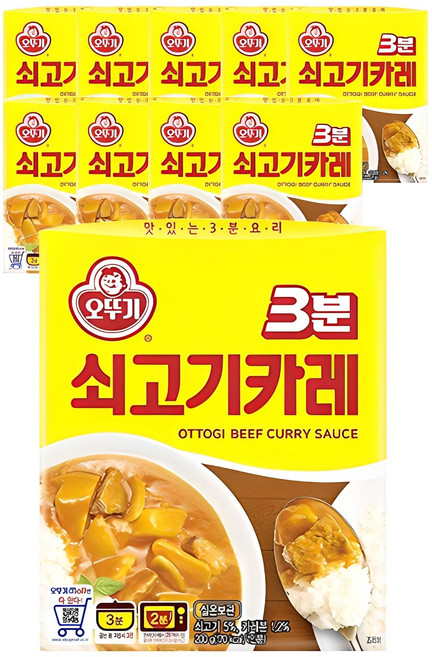 오뚜기3분 쇠고기카레, 200g, 10개